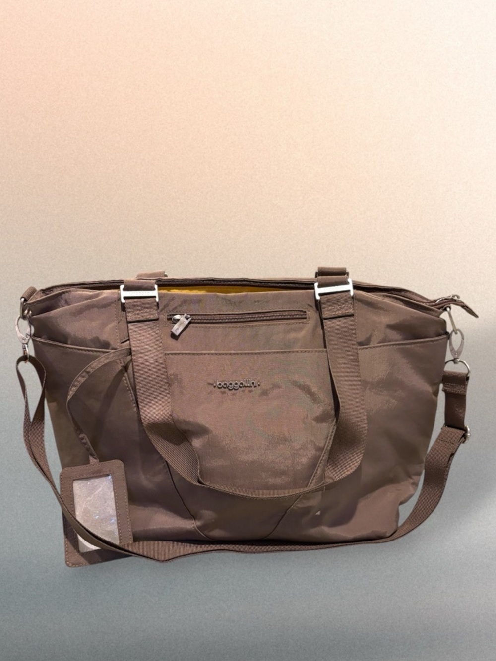 Baggallini Avenue Tote Portobello Taupe Padded Laptop Travel Bag